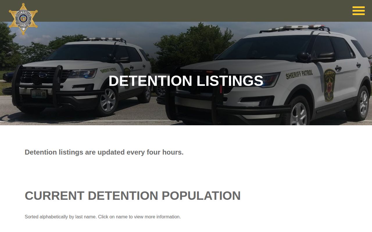 Clay County jail roster showing official detention-listing search fields